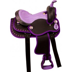 9897P Purple Crystal Youth Kids Pony Synthetic Saddle Tack 10 13
