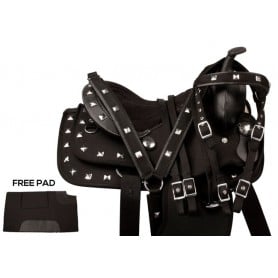 9892 Black Silver Kids Synthetic Show Horse Saddle Tack 12 13