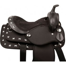 9892 Black Silver Kids Synthetic Show Horse Saddle Tack 12 13