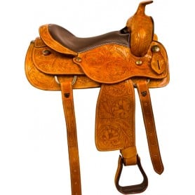 9921 Chestnut Tooled Western Reining Horse Saddle Tack 15 16