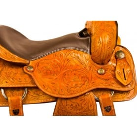 9921 Chestnut Tooled Western Reining Horse Saddle Tack 15 16