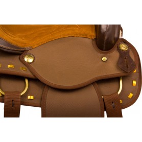 9934 Brown Gold Synthetic Trail Western Horse Saddle 14 18