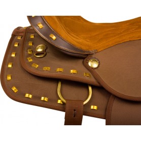 9934 Brown Gold Synthetic Western Horse Saddle Tack 15 16 17