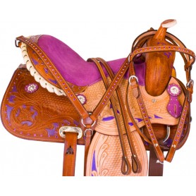 9952 Purple Crystal Barrel Racing Western Horse Saddle Tack 14 16