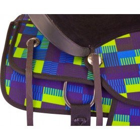 9962 Blue Green Pattern Synthetic Western Horse Saddle Tack 14 16