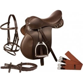 9888 Brown All Purpose English Horse Saddle Bridle Package 16 18