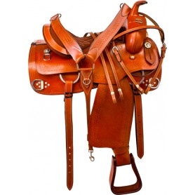 9989 Chestnut Training Western Trail Horse Saddle Tack 15 18