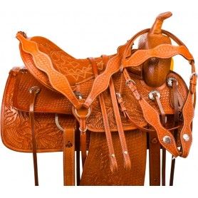 9990 Tooled Brown Western Pleasure Trail Horse Saddle Tack 15 18