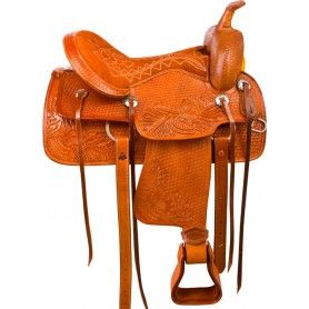 9990 Tooled Brown Western Pleasure Trail Horse Saddle Tack 15 18