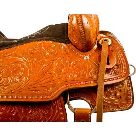 10003 Tooled Ranch Pleasure Roping Western Horse Saddle Tack 16