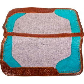 SP006 Floral Tooled Turquoise Gray Felt Western Show Saddle Pad