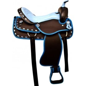 9807 Blue Synthetic Western Pleasure Trail Saddle Tack 14 17