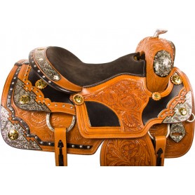 10021 Beautiful Silver Gold Western Horse Show Saddle Tack 15 17