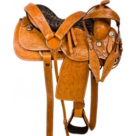 10047 Hand Carved Reining Western Horse Saddle Tack 15 16
