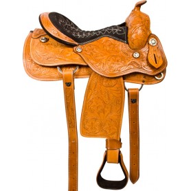 10047 Hand Carved Reining Western Horse Saddle Tack 15 16