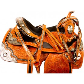 10022 Premium Silver Leather Western Show Horse Saddle Tack 16