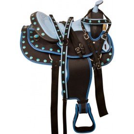 10059 Blue Concho Western Trail Synthetic Horse Saddle Tack 14 16