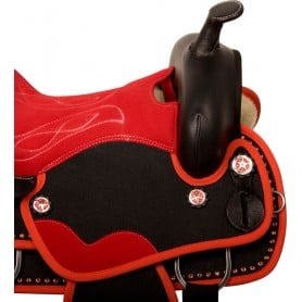 10060 Red Black Crystal Cordura Western Horse Saddle Tack 14 16