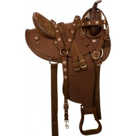 10062 Round Skirt Brown Trail Synthetic Western Horse Saddle 15 17