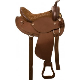 10062 Round Skirt Brown Trail Synthetic Western Horse Saddle 15 17