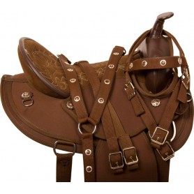 10062G Gaited Brown Synthetic Western Horse Saddle Tack 15 17