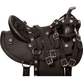 10093G Black Gaited Round Cordura Western Horse Saddle Tack 15 18