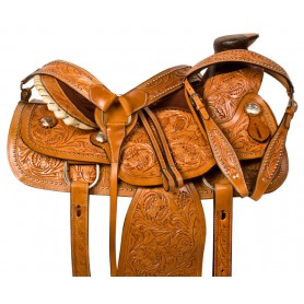 10115 Tooled Wade Ranch Work Roping Western Horse Saddle 15 16