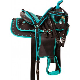 10125 Teal Crystal Youth Synthetic Western Pony Saddle Tack 10 13