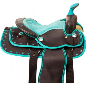 10125 Teal Crystal Youth Synthetic Western Pony Saddle Tack 10 13