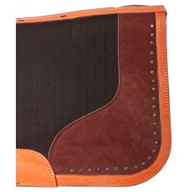 SP043 Brown Black Felt Chestnut Leather Western Horse Saddle Pad