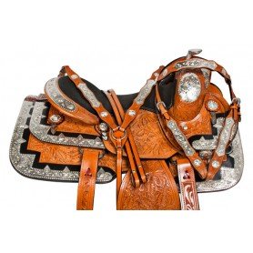 10147 Chestnut Silver Inlay Western Pleasure Show Saddle Tack 16