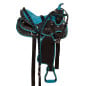 Turquoise Black Synthetic Western Trail Horse Saddle 14 16
