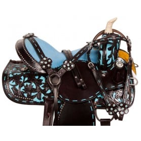 10180 Black Turquoise Western Barrel Horse Saddle Tack 15 16