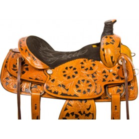 10056 Black Inlay Roping Ranch Western Horse Saddle Tack 16