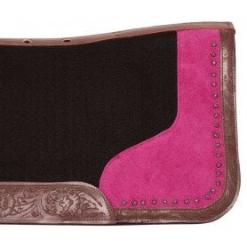 SP043 Pink Black Wool Felt Western Barrel Show Horse Saddle Pad