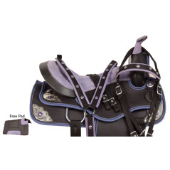 10187 Black Purple Silver Synthetic Western Horse Saddle Tack 14 17