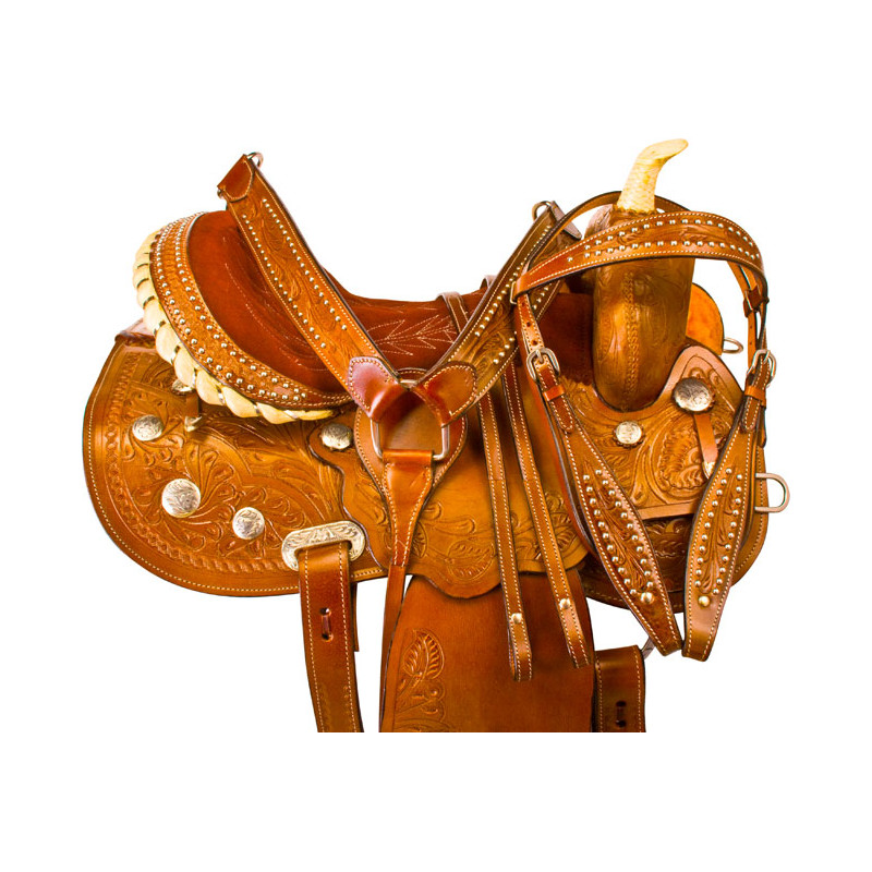 Studded Gaited Barrel Western Horse Saddle Tack 14 16