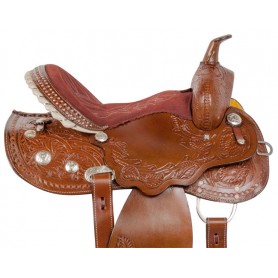 10405A Tooled Studded Barrel Arabian Western Horse Saddle 14 16