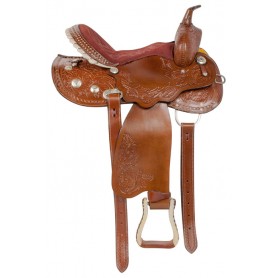 10405A Tooled Studded Barrel Arabian Western Horse Saddle 14 16