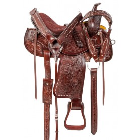 10407A Dark Brown Studded Arabian Western Horse Saddle Tack 14 16