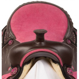10504 Pink Crystal Brown Synthetic Pleasure Trail Saddle Tack 14 16