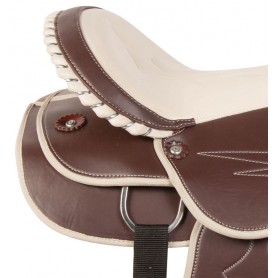 10502 Brown Cream Synthetic Western Horse Trail Saddle 14 16