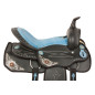 Blue Silver Synthetic Western Trail Horse Saddle Tack 14 16