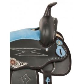 10500 Blue Silver Synthetic Western Trail Horse Saddle Tack 14 16