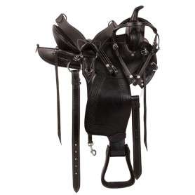 10512A Black Arabian Round Skirt Western Trail Horse Saddle 15 18