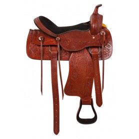 10541 Tooled Western Pleasure Trail Horse Saddle Tack 16 18