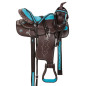 Turquoise Brown Synthetic Trail Horse Saddle Tack 14