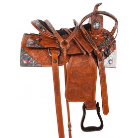 10716 Patriotic Western Show Silver Bling Horse Saddle Tack 16