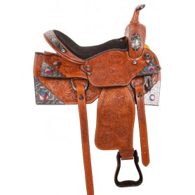 10716 Patriotic Western Show Silver Bling Horse Saddle Tack 16