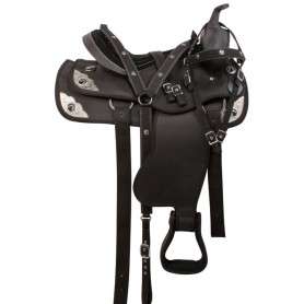 10723 Pistol Silver Black Synthetic Western Trail Horse Saddle 14 18